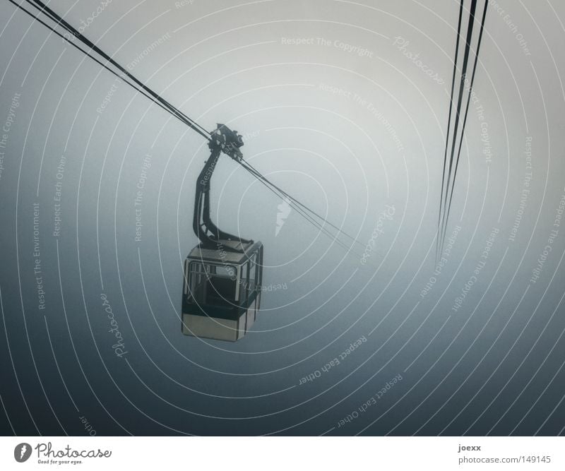 uncertainty Fear Wire Wire cable Dark Expectation Driving Gray Height In the plane Wasted journey Fog Covering of fog Panic Cable car Rope Steep Infinity