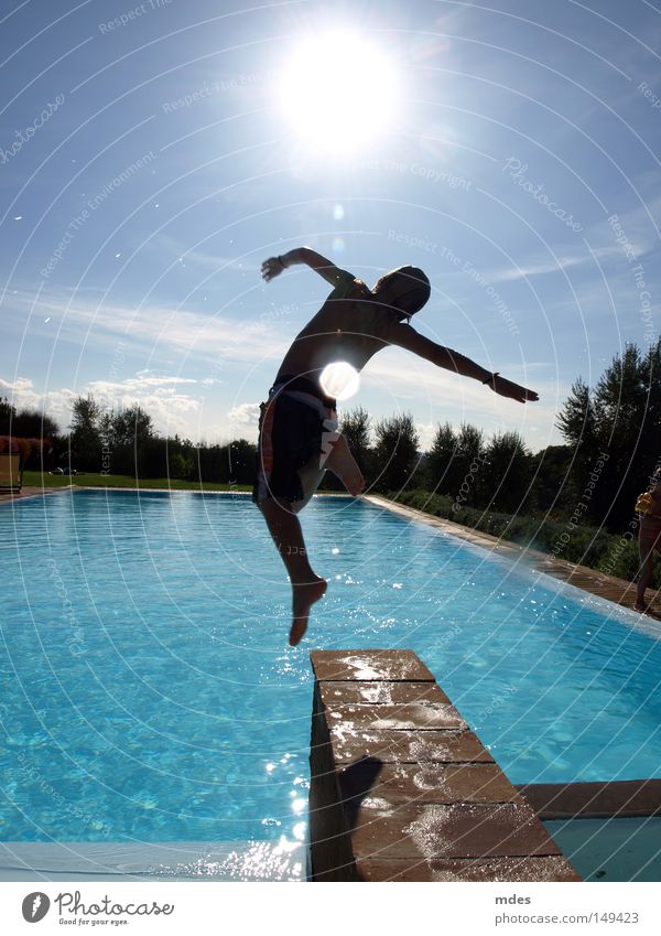 jump 2 Italy Tuscany Swimming & Bathing Swimming pool Jump Sun Nature Water Sky Blue Vacation & Travel Joy fun