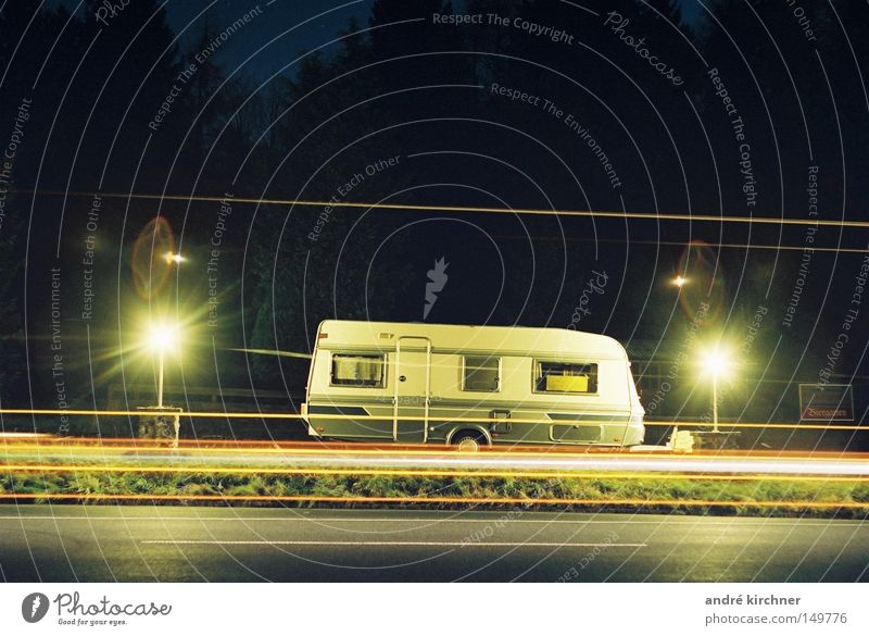 01:24 a.m. Street Light Caravan Field Signs and labeling Night Lamp Stripe Transport Long exposure