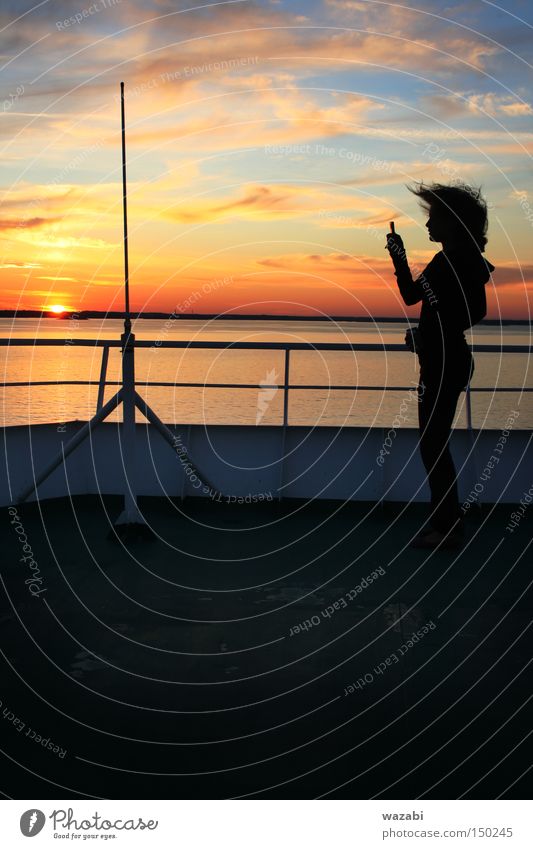 Longing Sunset Beautiful Emotions Scandinavia Cruise Information Ocean Telephone Mobility Sky Clouds epic Hair
