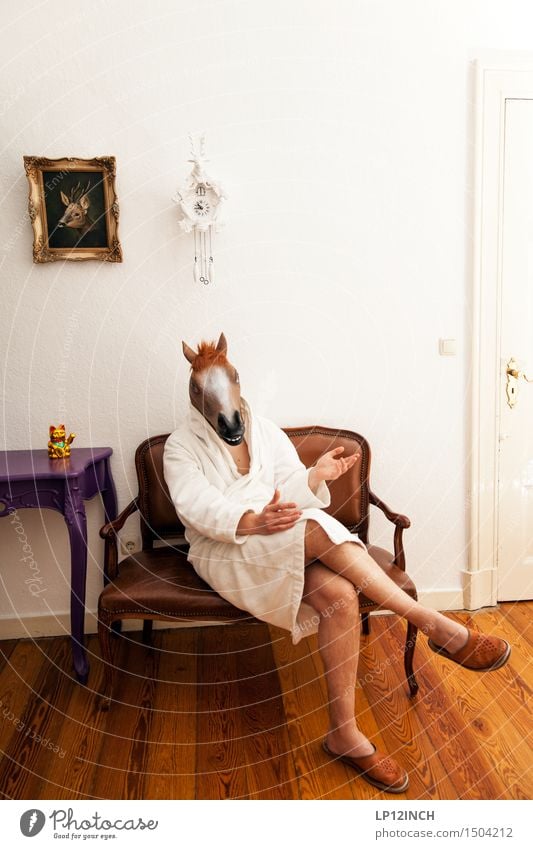 LP. HORSEMAN. III Hallowe'en Human being Masculine Man Adults 1 Animal Horse To talk Wait Living or residing Creepy Funny Crazy Bizarre Whimsical Dream