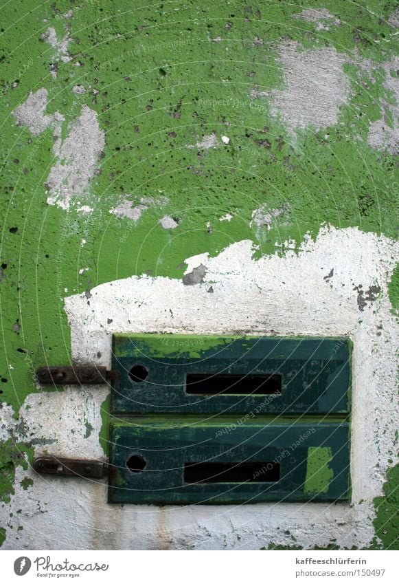 communication abort White Green Mailbox Wall (barrier) Slit Derelict
