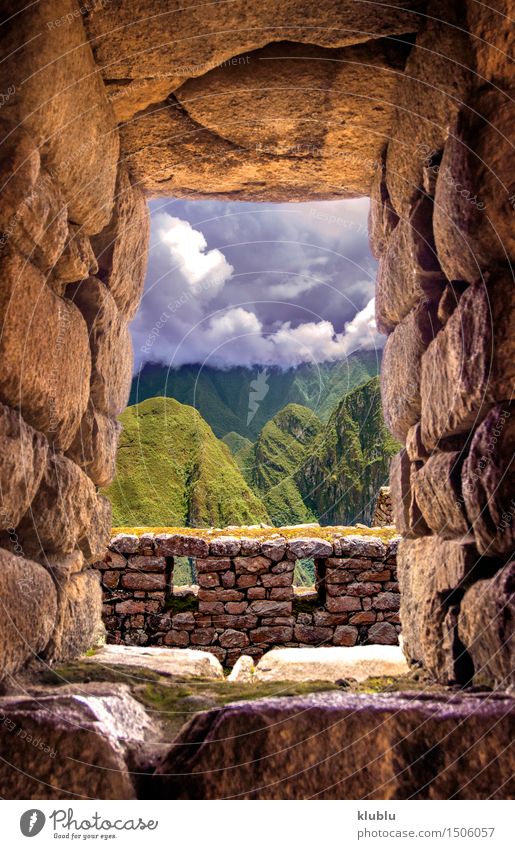 Inca city Machu Picchu (Peru) Tourism Mountain Clouds Rain Forest Town Ruin Building Terrace Lanes & trails Stone Old Discover Historic Society machu picchu