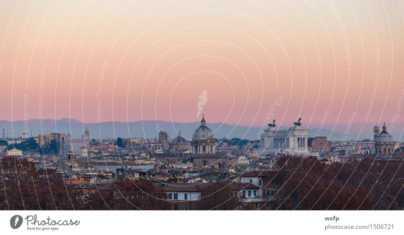 Rome from the Gianicolo Panorama at sunset Tourism Town Old town Architecture Roof Historic panorama gianicolo Sunset Appearance History of the Italy Domed roof