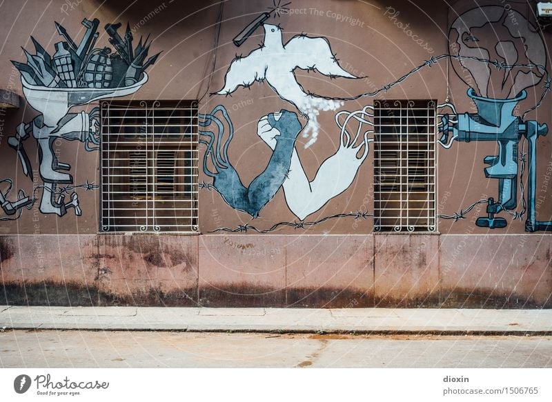 hate racism, love havana! Arm Hand Art Work of art Painting and drawing (object) Street art Havana Cuba Central America Caribbean Town Port City Downtown
