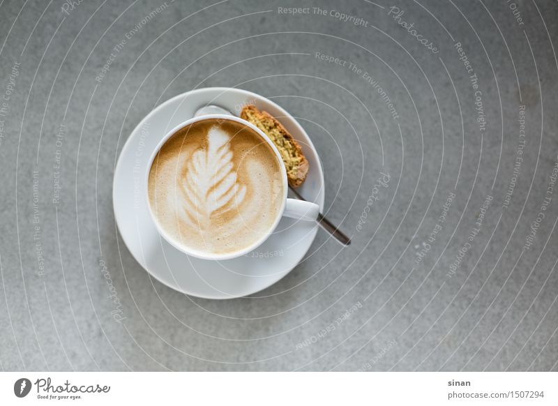 Cappuccino with Latte Art Food Italian Food Beverage Hot drink Coffee Latte macchiato Espresso Cup Harmonious Well-being Living or residing Table Concrete