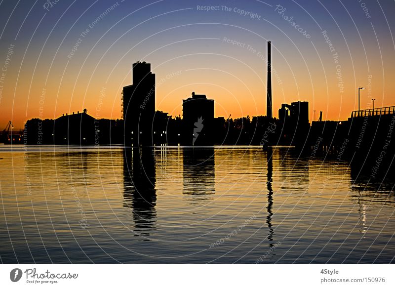 port facility Harbour Sunset Building Warehouse Hall Reflection Industry Shadow Water Share