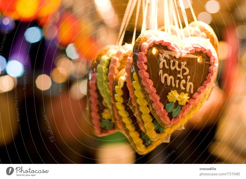 Kiss me Heart Icing Gingerbread heart Fairs & Carnivals Multicoloured Joy Love Kissing Beautiful Blur be poor