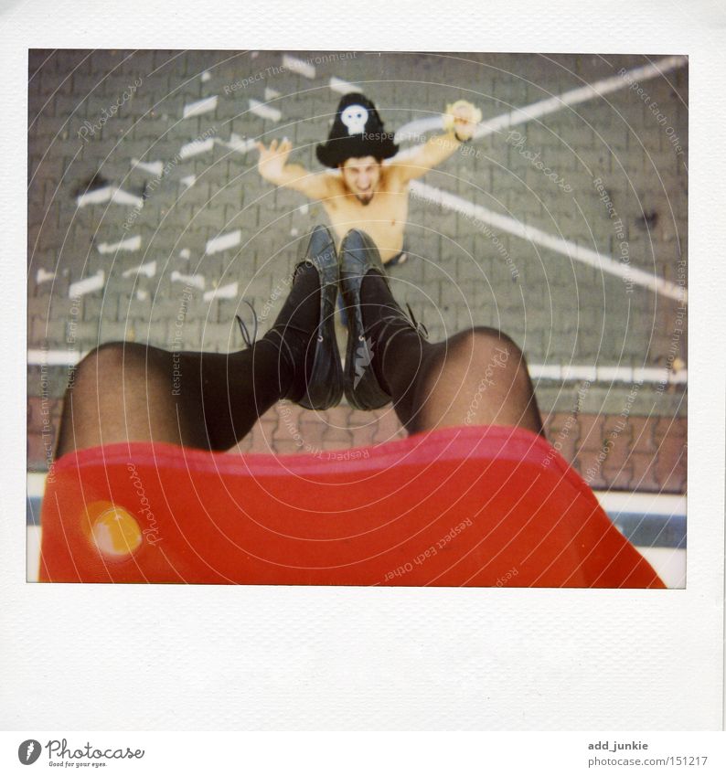 pirate bride Pirate Bird's-eye view Legs Skirt Funny Depth of field Analog Polaroid Tights Hat Sabre Joy Lomography Art Culture man and woman froodmat