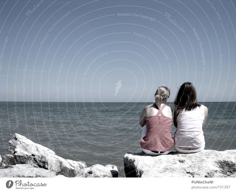 friends Friendship Ocean Stone To talk Dreamily Far-off places Infinity Future Lake Lake Michigan Trust ponder