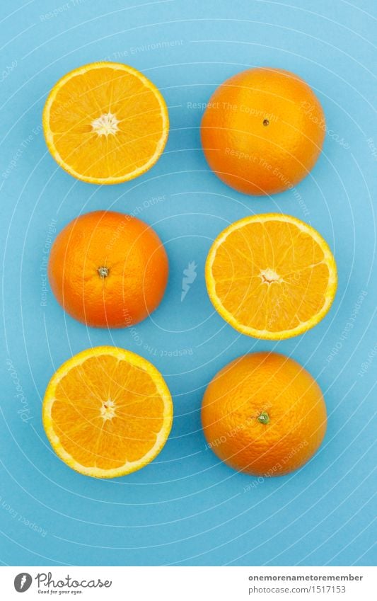 Jammy Oranges on Blue Work of art Esthetic Orange juice Orange peel Orange slice Complementary colour Contrast Delicious Food Vitamin-rich Vitamin C