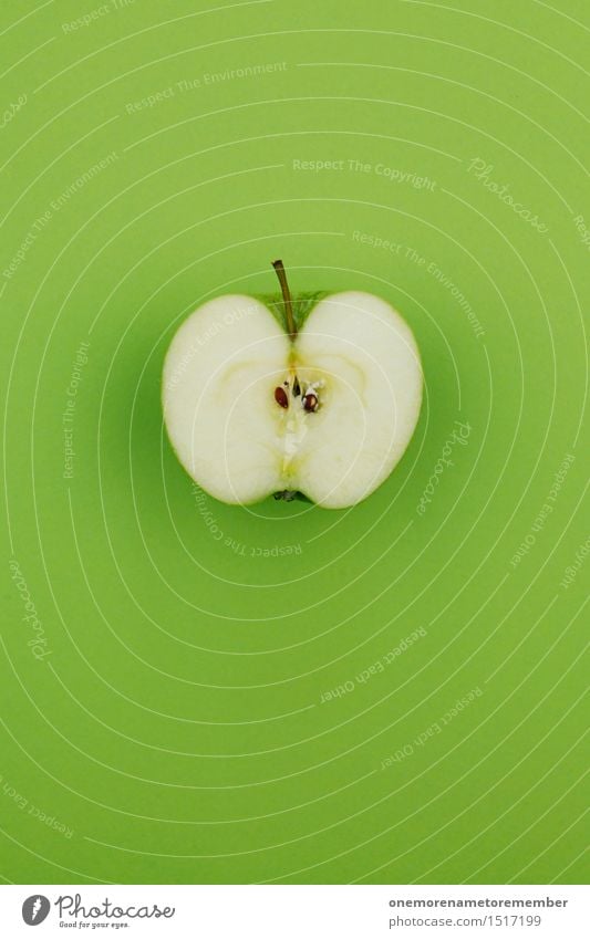 Jammy apple on green Art Work of art Esthetic Apple Apple tree Tree of knowledge Apple harvest Apple juice Apple skin Apple plantation Apple puree Half