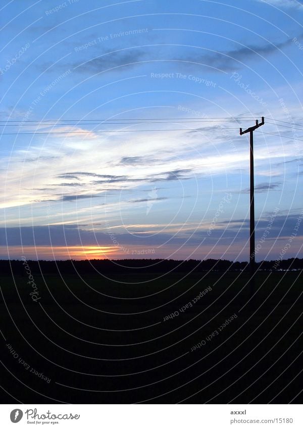 Solar power? Twilight Horizon Sunset Electricity pylon Overhead line Dark Evening