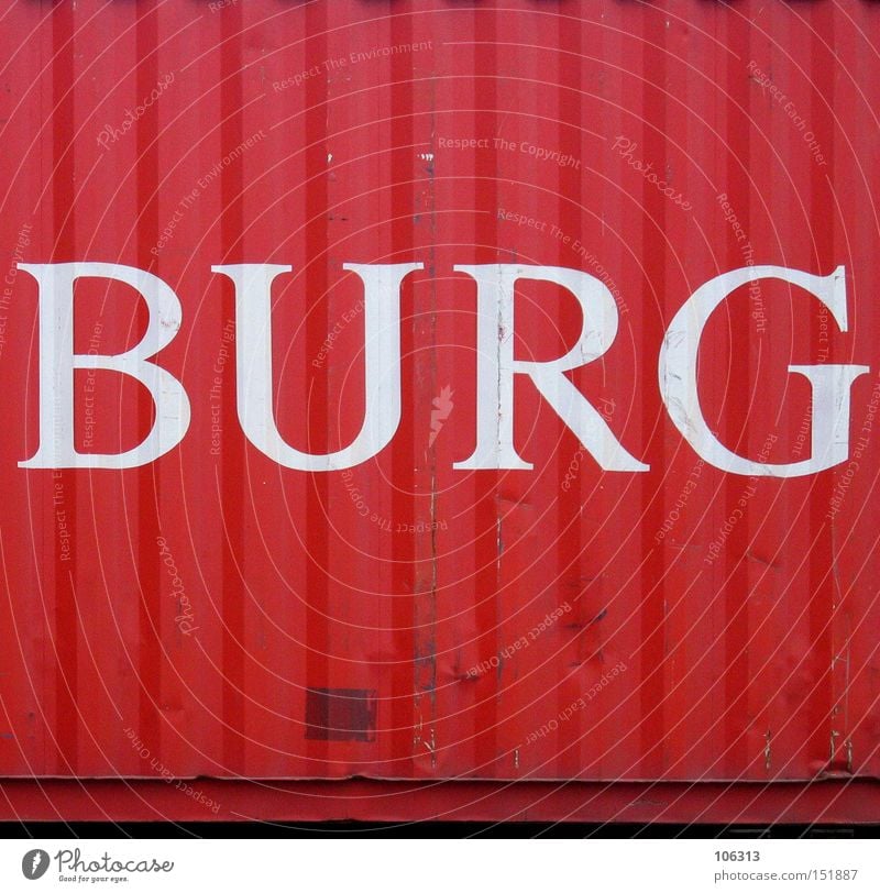 castle Hamburg Red Container Letters (alphabet) U Harbour ham Characters Metal ship Castle