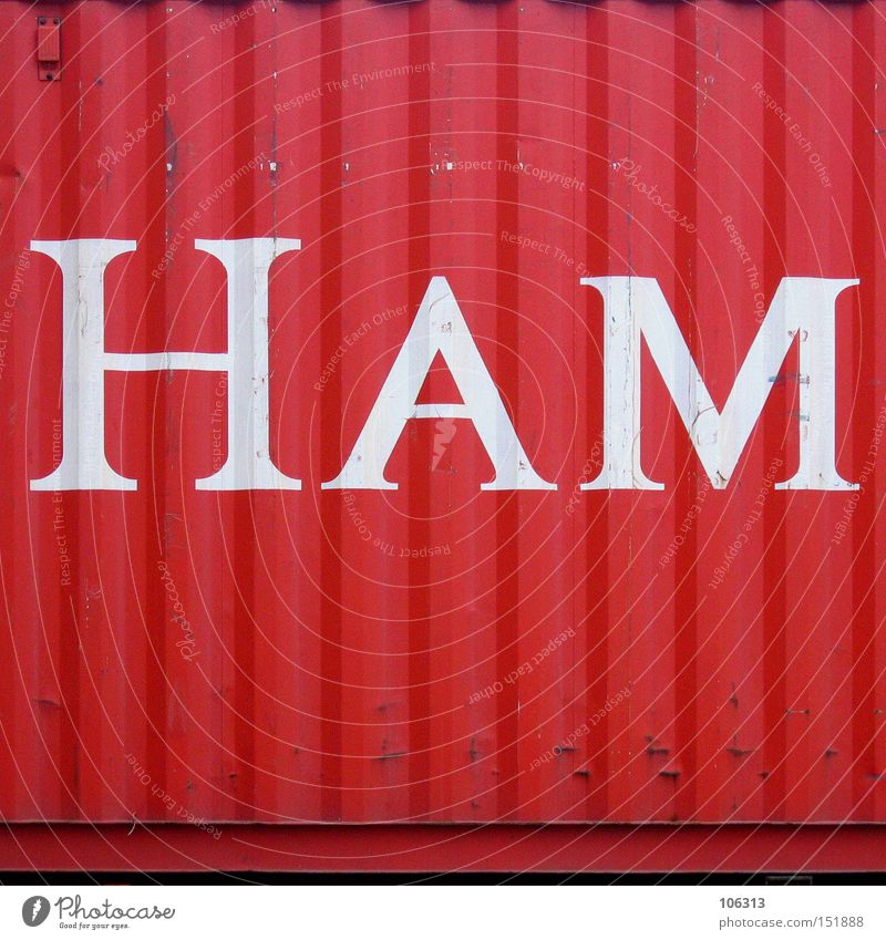 HAM Hamburg Red Container Letters (alphabet) Harbour ham Characters Metal ship put together Castle