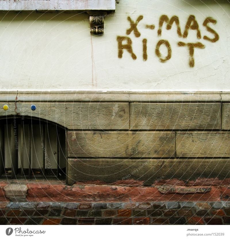 XMAS Riot Christmas & Advent Wall (building) Typography Graffiti Joy Anger Writing Against Feasts & Celebrations Characters Agitated uproar Argument Vandalism