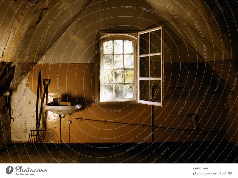 attic House (Residential Structure) Villa Window Light Attic Vacancy Room Living or residing Time Transience Classical Sink Nostalgia Century Derelict