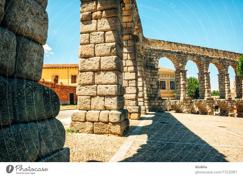 The famous ancient aqueduct in Segovia, Spain Vacation & Travel Tourism House (Residential Structure) Culture Rock Village Small Town Ruin Places Bridge