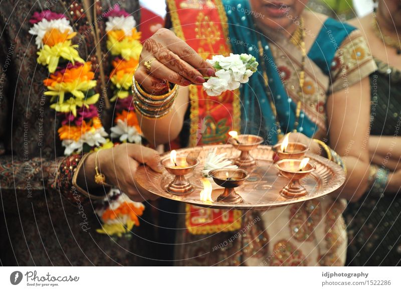 Tray of candles at Indian Wedding Ceremony Culture Colour Candle Family & Relations Love Human being Flower Flame Photography Stock Image Feasts & Celebrations