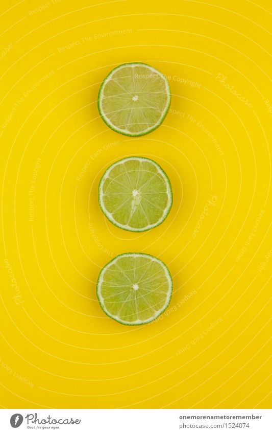 Three Caipi Art Work of art Esthetic 3 Lime Slices of lime Yellow Delicious Caipirinha Vitamin-rich Vitamin C Sour Decoration Pattern Symmetry Design Green