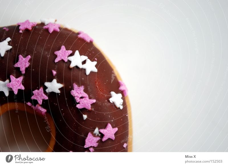 Christmas donut Cake Chocolate Nutrition Delicious Sweet Brown Pink White Appetite Donut Star (Symbol) Baked goods Hollow Colour photo Close-up Detail