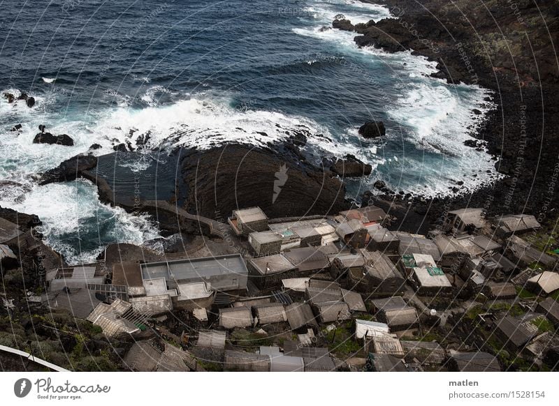 built close to the water Nature Landscape Water Rock Waves Coast Ocean Village Fishing village Deserted House (Residential Structure) Hut Wall (barrier)