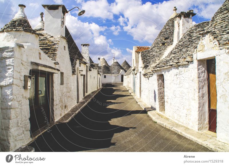 trulli Sky Clouds Beautiful weather Alberobello Apulia Italy Village Small Town Old town Deserted House (Residential Structure) Facade Roof Tourist Attraction