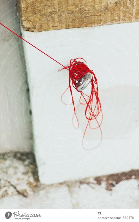common thread House building Construction site Wall (barrier) Wall (building) Sewing thread String Checkmark Build Red Colour photo Exterior shot Deserted Day