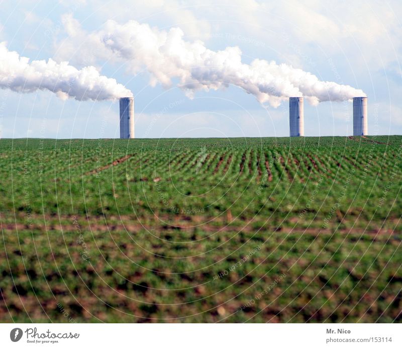 """"l ^ ^ ^^l^^l Environment Environmental pollution Ecological Agriculture Field Sky Clouds Chimney 3 Industry Organic produce Electricity generating station