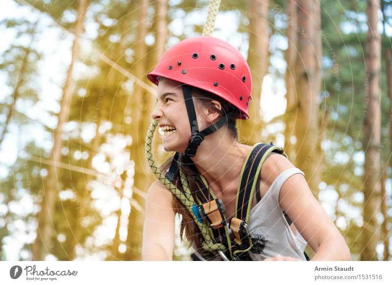 young happy woman with helmet and climbing equipment Lifestyle Healthy Well-being Leisure and hobbies Vacation & Travel Tourism Trip Sports Fitness