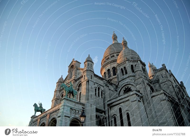 Holy of heart. Vacation & Travel Tourism Sightseeing City trip Art Architecture Cloudless sky Sunrise Sunset Winter Beautiful weather Paris Montmartre France