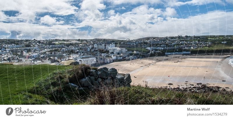 st. ives Landscape Clouds Beach Village Fishing village Tourist Attraction Vacation & Travel Cornwall England Great Britain St. ives Colour photo Exterior shot