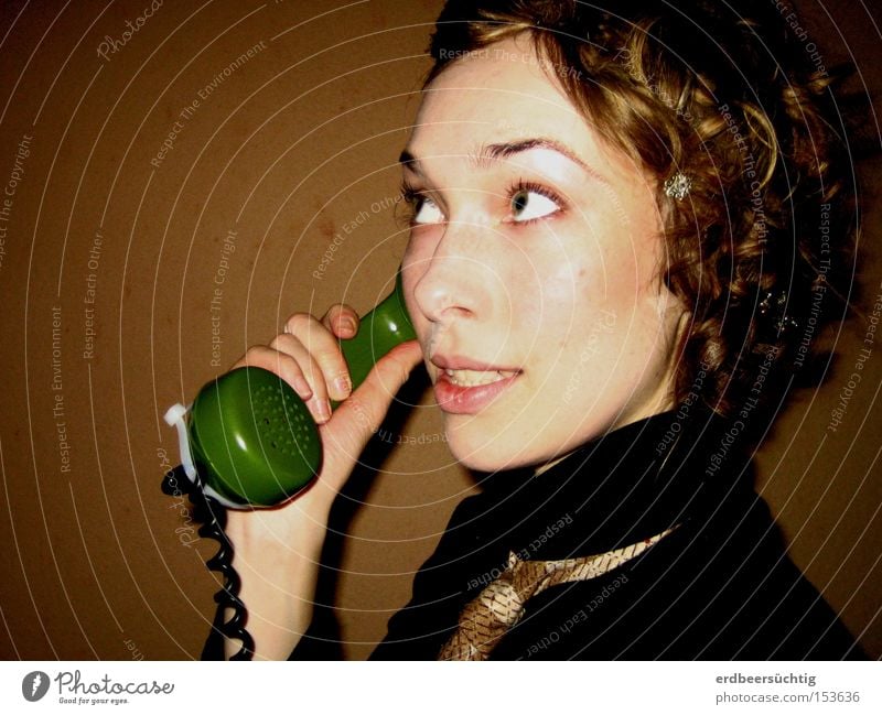 "...connect...!" - Portrait of a young woman talking on the phone and holding the receiver of a retro phone Services To talk Telephone Woman Adults Old