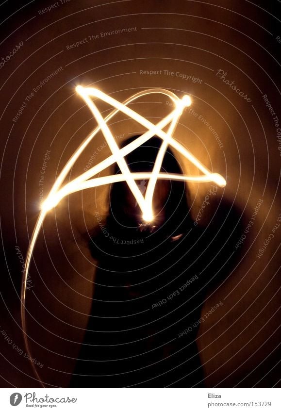 pentagram Devil Religion and faith Protection Long exposure Witch Magic Mystic Dark Light Visual spectacle Sign Symbols and metaphors Evil Human being
