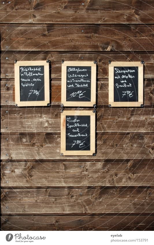 Panelling - Who has the choice, has the agony ! Dish Nutrition Wall (building) Wood Chalk Frame Handwriting Typography Wall panelling Gastronomy Detail