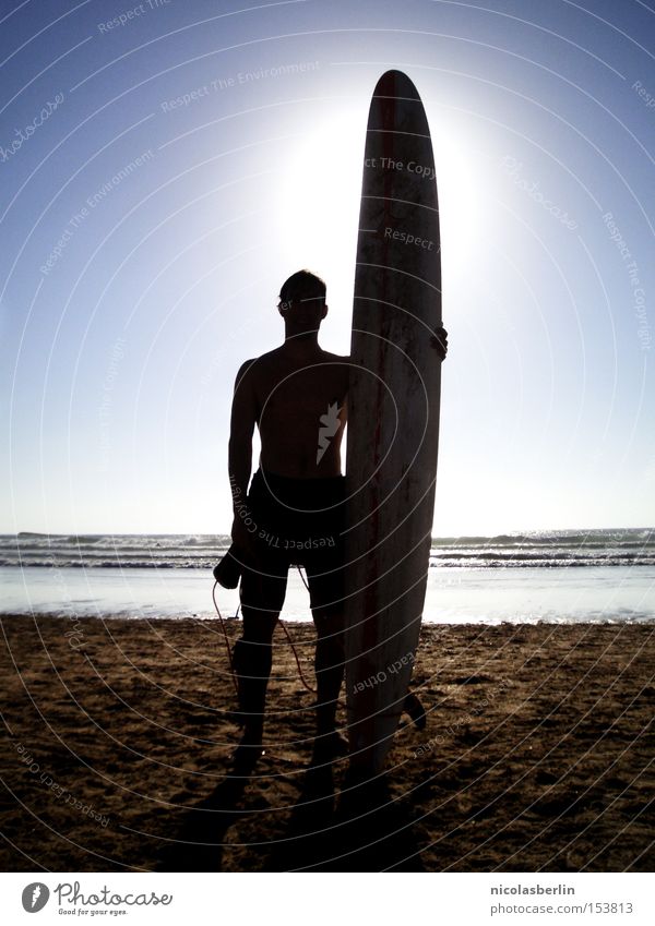 Size Matters! Surfboard Beach Ocean Portugal Back-light Sun Waves Posture Silhouette Joy Fear Panic Sports Playing chilly Surfing