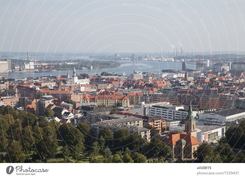 View from Aalborg Tower Tourism City trip River Limfjord Denmark Europe Town Port City Building Architecture Vacation & Travel Jutland cityscape danish panorama