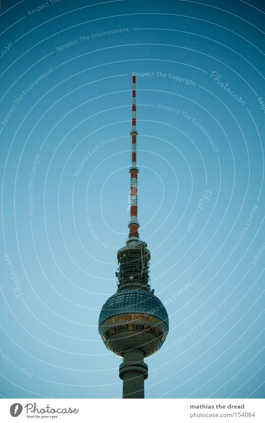 Big Brother Transmitting station Berlin Alexanderplatz Downtown Berlin Landmark Tall Sphere Mystic Blue Beautiful Idyll Sky Silhouette Monument Berlin TV Tower
