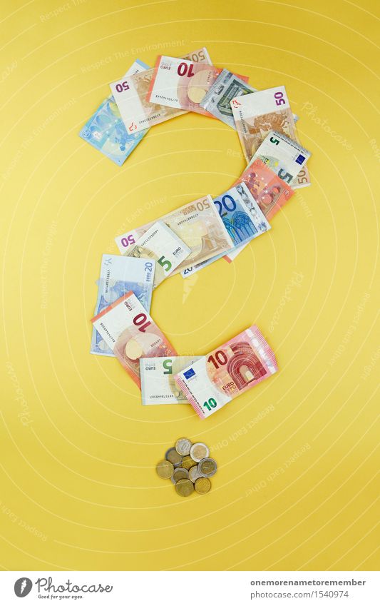 Euro with question mark Art Work of art Esthetic Question mark Home-made Symbols and metaphors Bank note Euro bill Business Euro symbol Europe