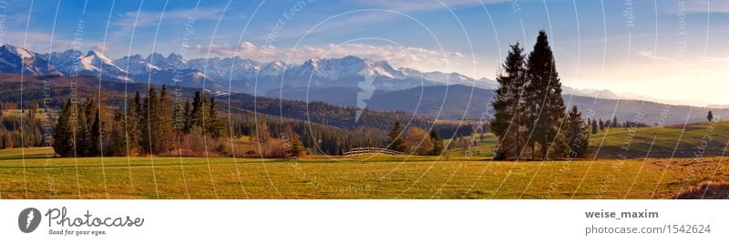 Panorama of snowy Tatra mountains in spring, south Poland Beautiful Vacation & Travel Snow Mountain Nature Landscape Sky Clouds Sunrise Sunset Spring