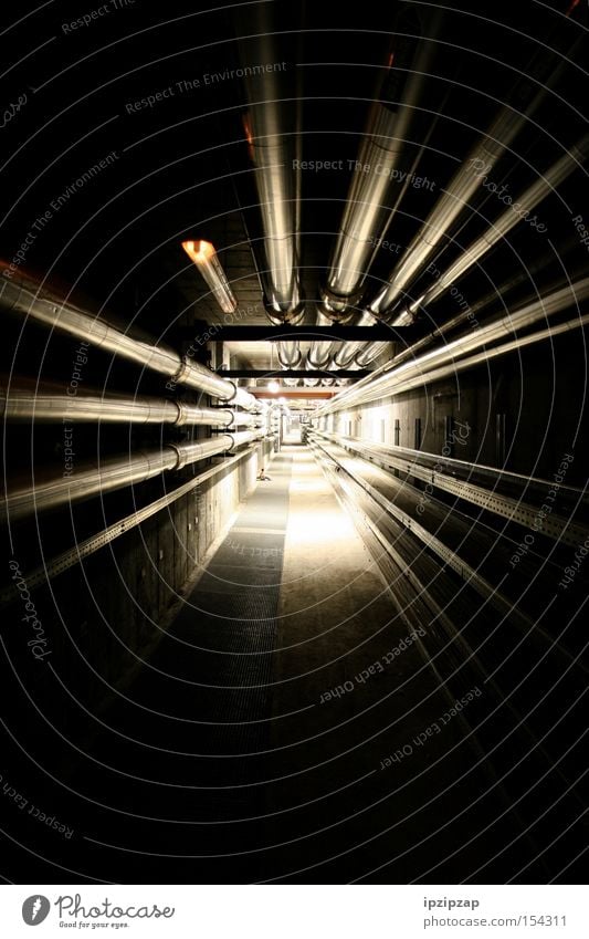 Light at the end of the tunnel! Pipe Tunnel Long Dark Infinity Corridor Bright Black Eerie Fear Panic Industry cable route
