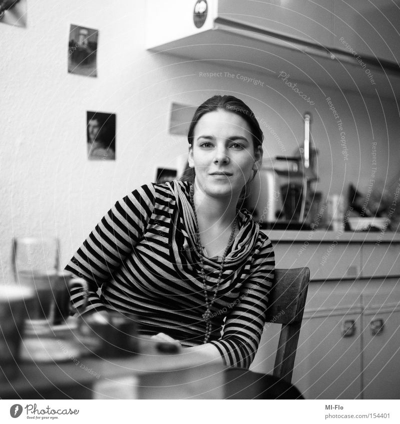 eat sb./sth. Hoop stripe t-shirt Black White Medium format Capitulate Portrait photograph Joy best wg kitchen with black tiles Where's Sweden?