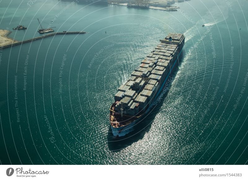 Cargo Container Ship Aerial View Ocean Industry Logistics Port City Harbour Transport Container ship Watercraft Town Dubai Travel locations United Arab Emirates