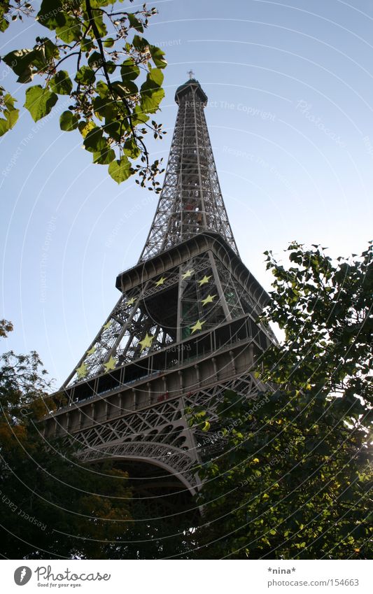 La Tour Eiffel. Eiffel Tower Paris Landmark Seine Monument sunny day The city of love Stairs