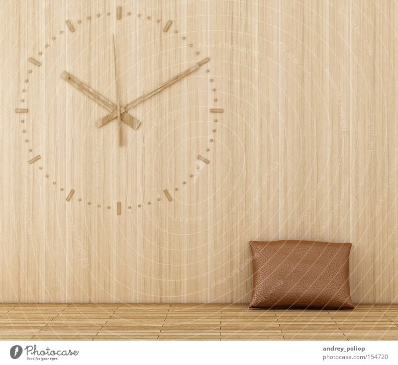 wood clock on a wooden wall Wood Interior design Clock Retro Classic Chrome Flour Cushion Room Design Brown Skin Modern benz Date