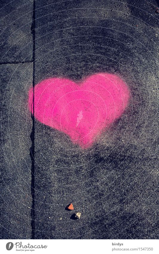 It must be love Sign Heart Illuminate Authentic Positive Gray Pink Black Spring fever Love Infatuation Esthetic Relationship Happy Colour photo Exterior shot