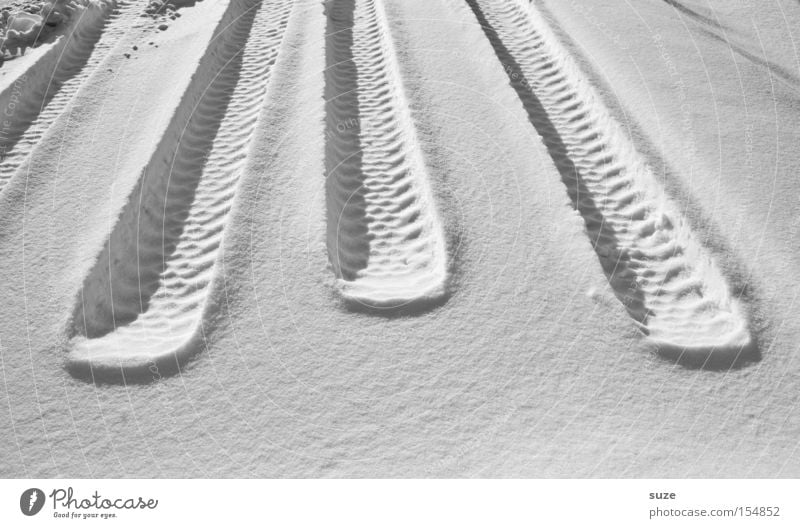 snowmobile Winter Snow Cold Funny White Snow track Tracks 3 Winter maintenance program Difference Tire Traffic lane Imprint Skid marks Colour photo