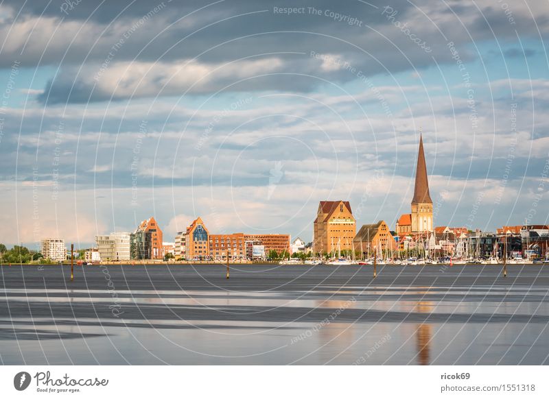 View over the Warnow to Rostock. Vacation & Travel Tourism House (Residential Structure) Nature Landscape Water Clouds River Town Building Architecture