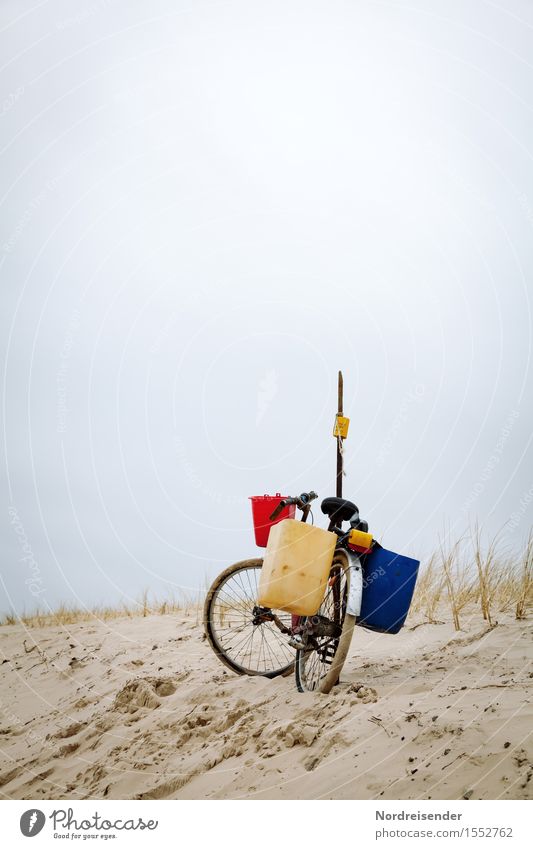 collector Calm Trip Far-off places Ocean Cycling Sand Spring Summer Climate Bad weather Wind Rain Grass Coast Beach North Sea Baltic Sea Bicycle Packaging