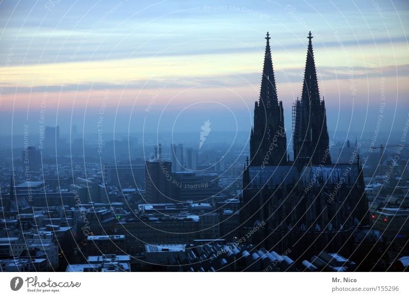Homeland series (2) Sky Horizon Climate Fog Town Downtown Dome Manmade structures Landmark Monument Blue Cologne Cologne Cathedral Home country Sunset